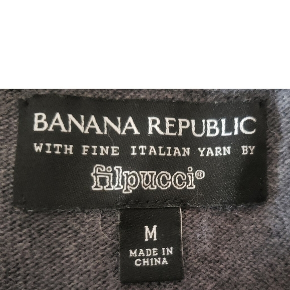 Banana Republic filpucci Gray Women's M Bow Cuff Crew Cashmere Italian Sweater - Picture 10 of 12